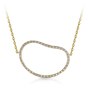 Колье из желтого золота с бриллиантами, плетение якорное