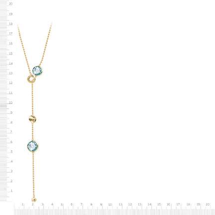 Колье из желтого золота с топазом, плетение якорное