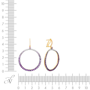Серьги из красного золота с бриллиантами, аметистами